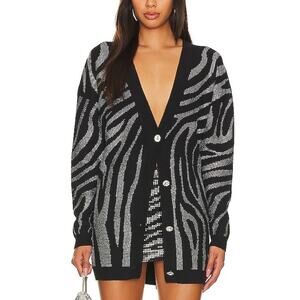 Retrofete 'Natalya' Black Knit Crystal Embellished Cardigan Size XS